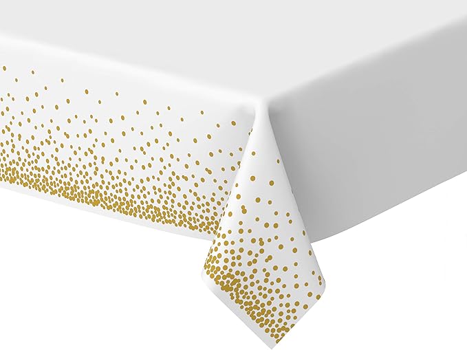 Plastic Tablecloth Gold White Glitter Disposable Table