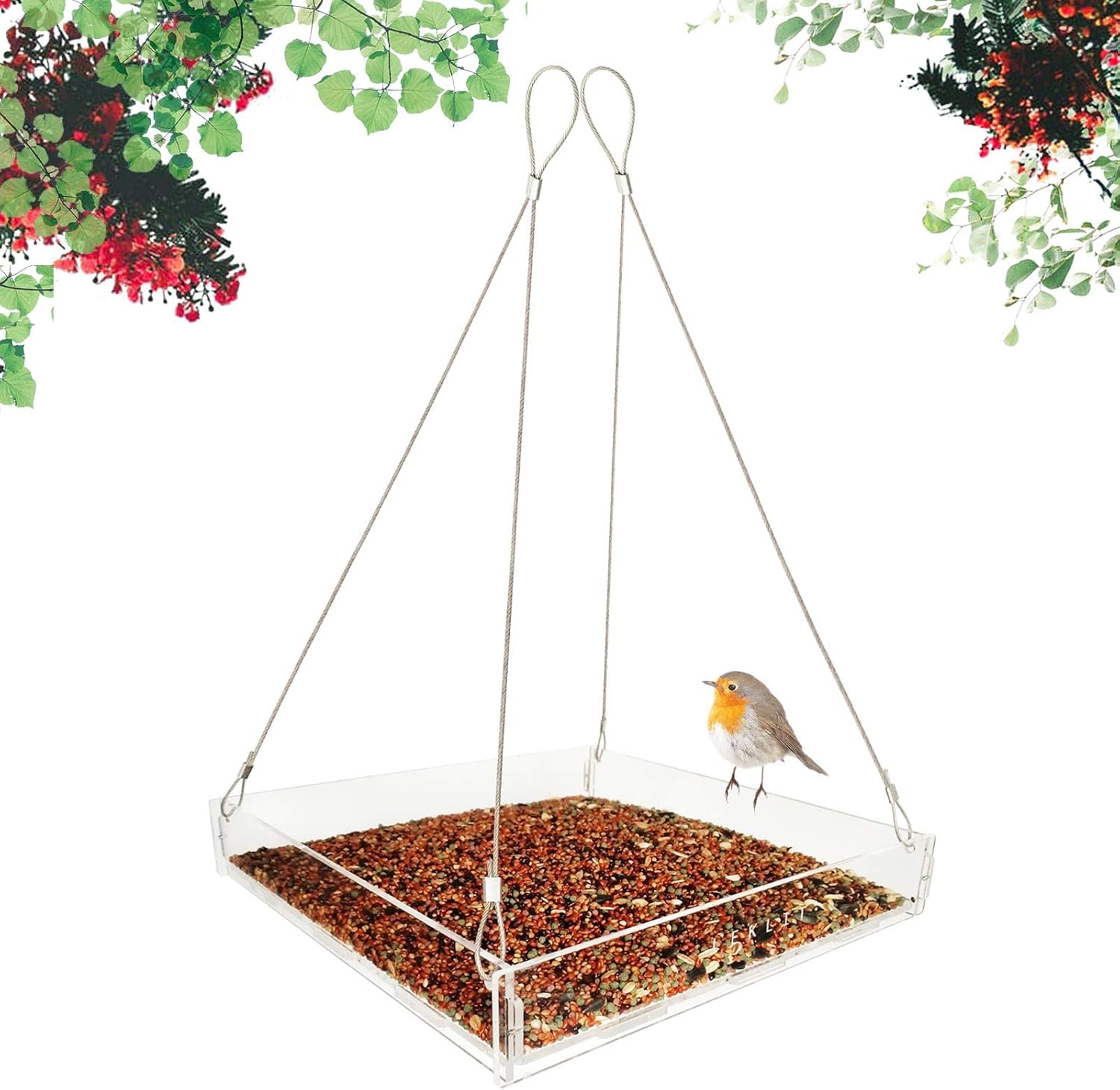 Amazon.com : LEKLIT Platform Bird Feeder, Outdoor Hanging Wild Bird