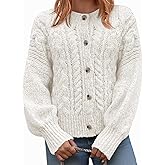 Yousify Womens Open Front Cardigan Sweaters Casual Cable Knit Long Sleeve Button Down Chunky Loose Fall Sweater