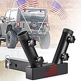 GADFISH Trailer Hitch Flagpole Mount, 2 Mounting Options US Flag Hitch Mount, Universal Flag Hitch Mount for All 2" Receiver, Trailer Hitch Flag Pole Holder for Driving, Black (for 2 Flagpoles)