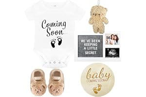CIXICM Pregnancy Reveal Kit - Felt Letter Board, Baby Bodysuit, Booties, Photo Frame, Bear Plush, Wood Blocks for Baby Announcement