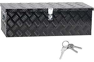 AutoForever 30 Inch Aluminum Truck Bed Tool Box Pick Up RV Trailer Toolbox Storage Lockable Organizer with Side Handle and Lock Keys Black 30" L x 14" W x 10" H