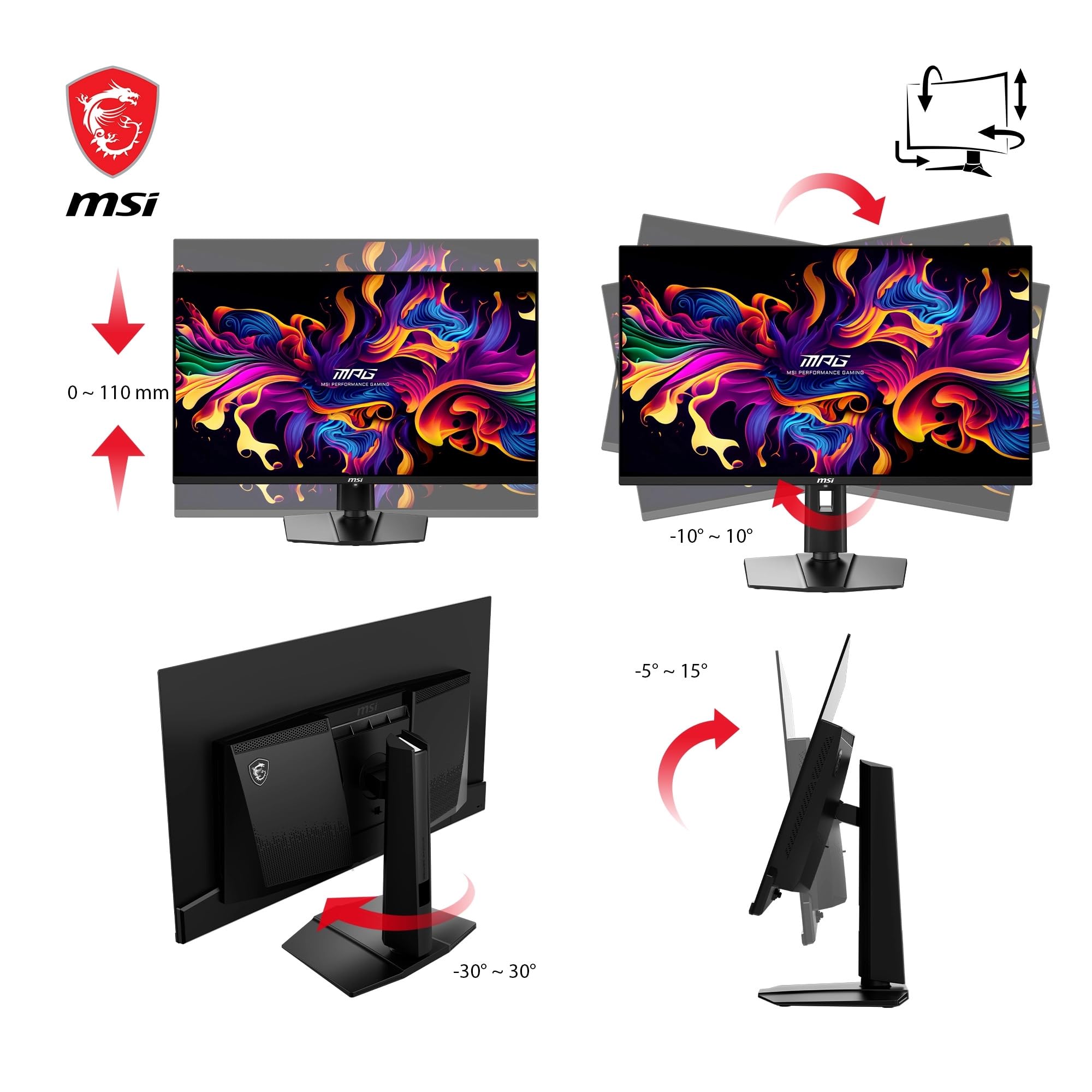 MSI MAG 321UPX QD-OLED 31.5 Zoll 4K UHD Gaming Monitor - 3840 x 2160 Quantum Dot OLED Panel, 240Hz / 0.03ms, 99% DCI-P3, ΔE≤2, DisplayHDR True Black 400 - DP 1.4a, HDMI 2.1, USB Type-C 5
