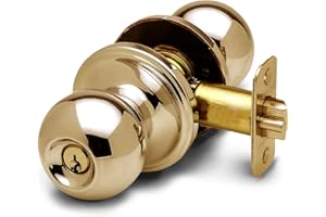 Copper Creek Entry Door Knob – Keyed Entry Handle with Lock and Key, ANSI Grade-3 Certified, DIY-Friendly Install for Interior and Exterior Entrance Doors – Polished Brass (1 Pack)