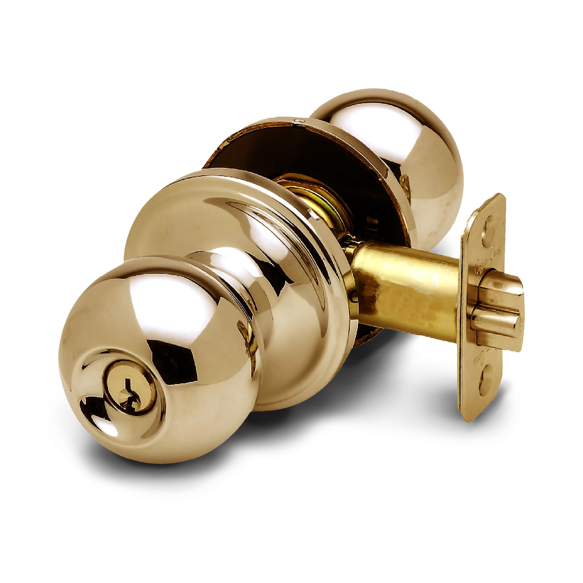 Photo 1 of Copper Creek Entry Door Knob – Keyed Entry Handle with Lock and Key, ANSI Grade-3 Certified, DIY-Friendly Install for Interior and Exterior Entrance Doors – Polished Brass (1 Pack)