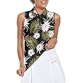 Soneven Womens Sleeveless Golf Shirt Moisture Wicking Athletic Golf Tank Top Printed Polo Tennis Shirts (XS-3XL)