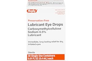 RUGBY LABORATORIES Rugby Preservative-Free Lubricant Eye Drops - Immediate, Long-Term Relief for Dry, Irritated Eyes - Sterile - 30 Single-Use Containers, 0.01 Fl Oz (0.4 mL) Each (1 Pack)