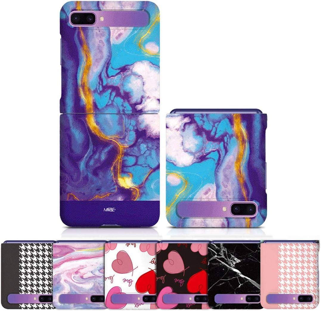 for Samsung Galaxy Z Flip Case Cover Marble Pattern Custom [Slim Fit] Protective Polycarbonate Hard Shell PC Transparent Cover
