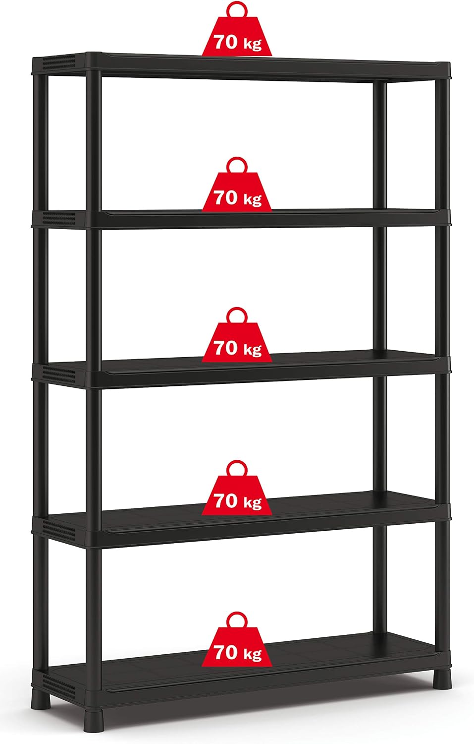 ABM Ltd - Etagere Resin 5 Shelf Wide 187x120x40 cm Black, 120 x 40 x 187 cm - Image 4