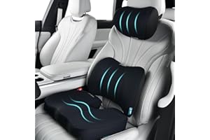 FLORICH 3 PCS Seat Cushion for Carseat Lumbar Support Pillow Car Neck Headrest Pillows Memory Foam Gel Memory Foam Massage Point Seat Pads Pressure Relief Back Cushion for Office Chair(Black)