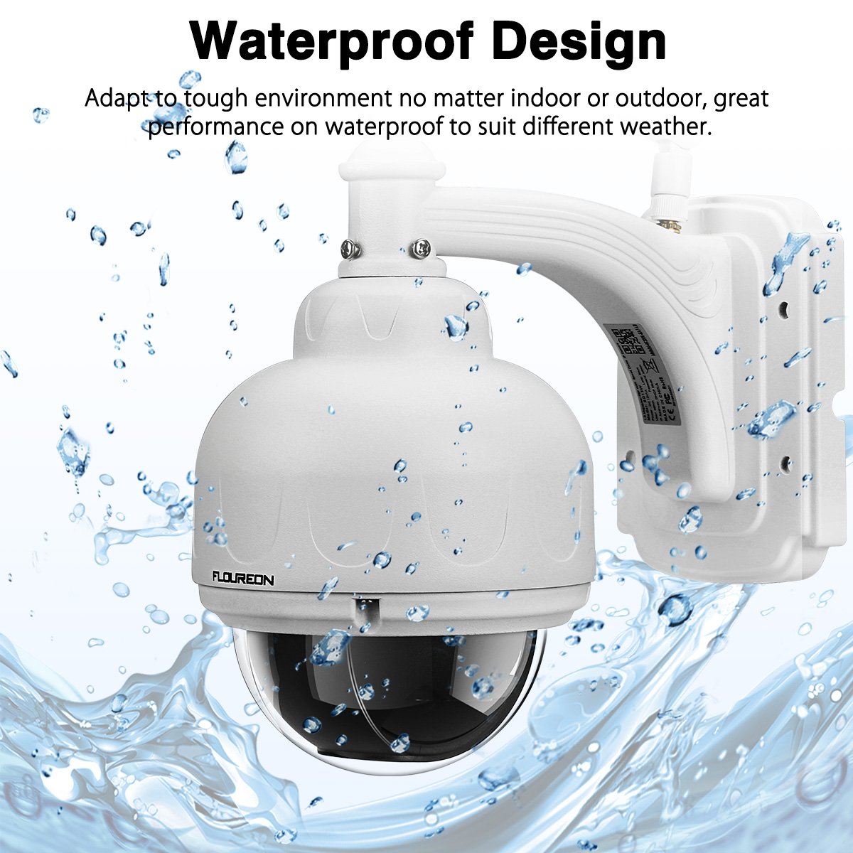 FLOUREON WIFI IP Camera 960P Wireless HD H.264 Waterproof CCTV Security PT Camera with Built-in Mic 355°Pan/ 90°Tilt, Alarm Recording, Night Vision, Micro SD Card Slot