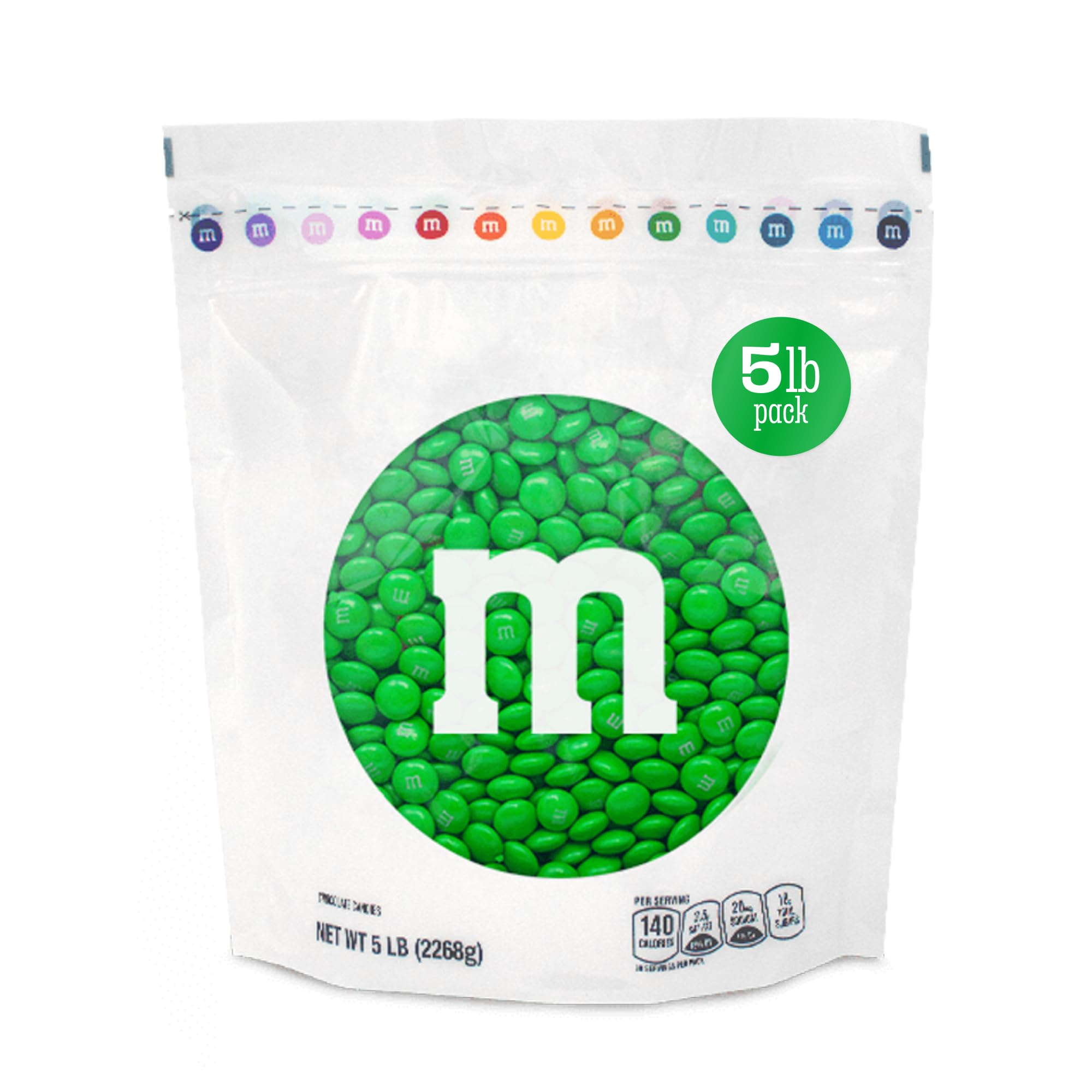 M&M’S WORLD Milk Chocolate Green – 5lbs of Bulk Candy in Resealable Pack for Buffet, Birthday Parties, Theme Meetings, Sweet Stuff for DIY Party Favors or Edible Decoration