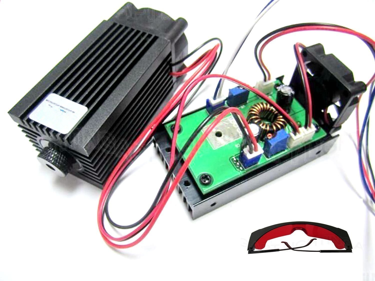 Focusable High Power 2W 450nm Blue Laser Dot Module with TTL 12V Input Wood Carving + Glasses