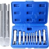 Screw Tap Extractor Set of 10 Broken Head Taps Stripped Screw Remover Kit with Box, High Speed Steel Extractor Tap Drill Set for Industrial Screw Bolt Removal Home Repair Work