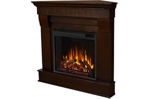 Real Flame Chateau 41" Corner Electric Fireplace with Mantel for Living Room or Bedroom, Replaceable Fireplace Insert Heater, Realistic Log and Flame Effect, Remote Control, Timer.