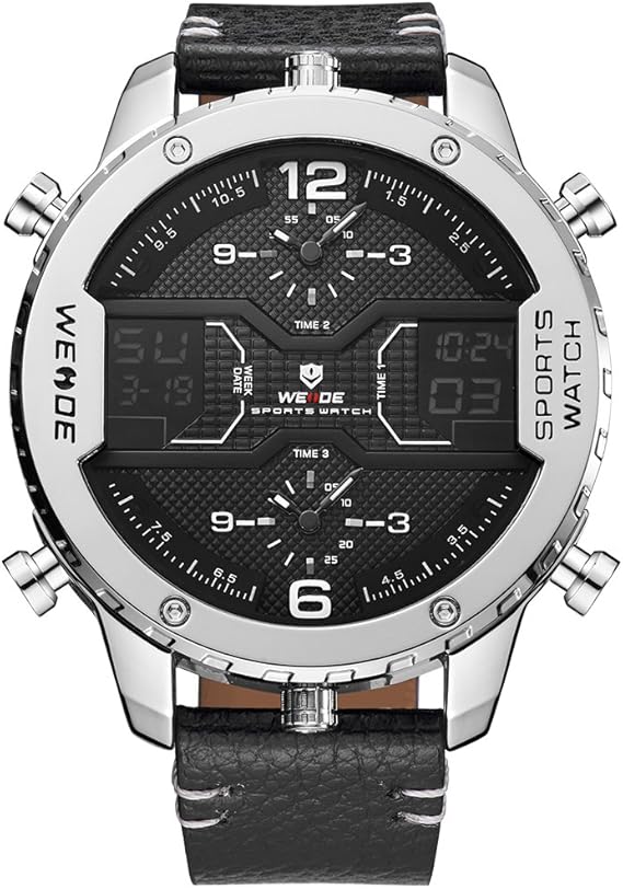 WEIDE Hombres de Moda Militar Deporte Cuarzo analógico Digital, Correa