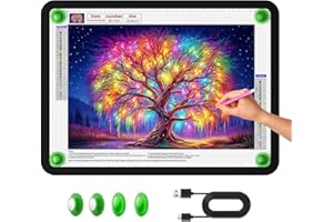 Zocelight A3 Diamond Art Light Board, 16.77×13.35inchs Light Pad,6000 Lux Super Bright Light Box for Tracing,Side Button Design,Magnet Light Table for Diamond Painting,Sketching,Weeding Vinyl(Black)