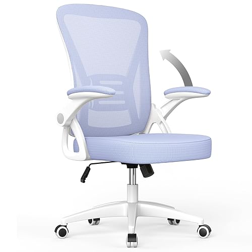 Naspaluro Office Chair Ergonomic Desk Chair with 90° Flip-up Armrest Lumbar Support, Height Adjustable Executive Swivel Computer Chair with Padded Seat Cushion for Home/Office - Purple