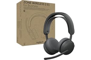 Logitech Zone Wireless 2 ES for Business - Noise-Canceling Wireless Headset with Adaptive Hybrid ANC, Bluetooth, USB-C & USB-