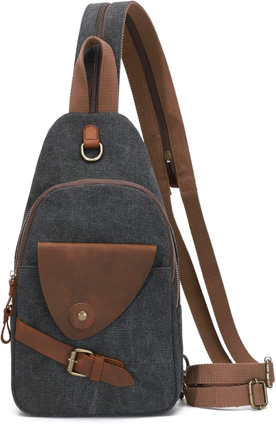 Canvas Sling Bag Small Crossbody Backpack for Men Women Shoulder Casual