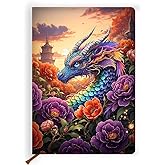 Rainbow Dragon Pretty Leather Lined Journal 200 Pages A5 Ruled Notebooks | Notebook Journal for Writing Work, Christmas Birthday Gifts, Dragon Lovers Gifts for Women, 5.8 x 8.3 Inch