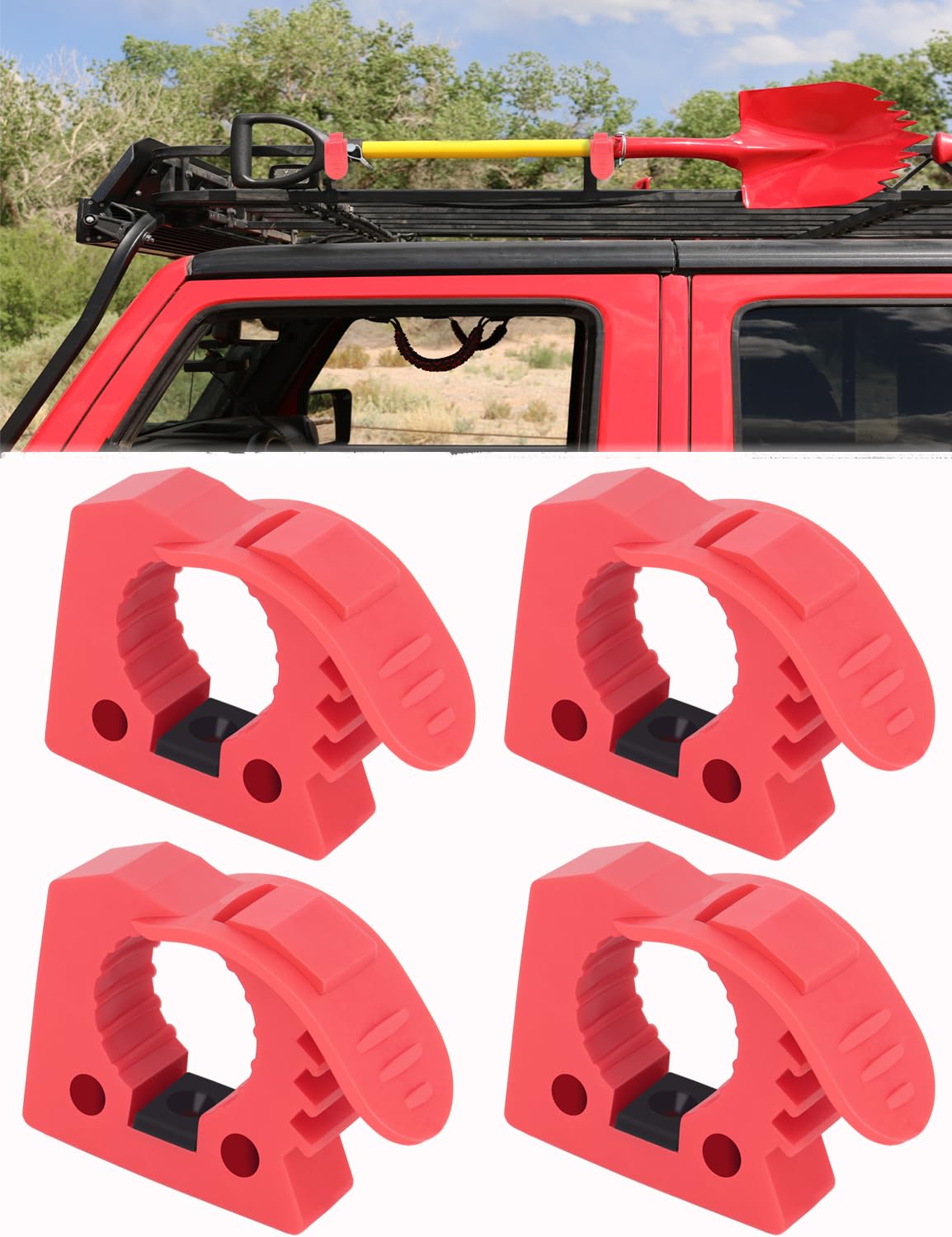 Photo 1 of Shovel Holder, Axe Mount for Truck Roof Rack Clamp Rubber Shovel Holder Wall Mounts Offroad Shovel Mount Fits 1-1/7'' to 1-3/7'' Diameter Tool for UTV RV Pickup Truck Boat Utility Trailer 4X4 Parts