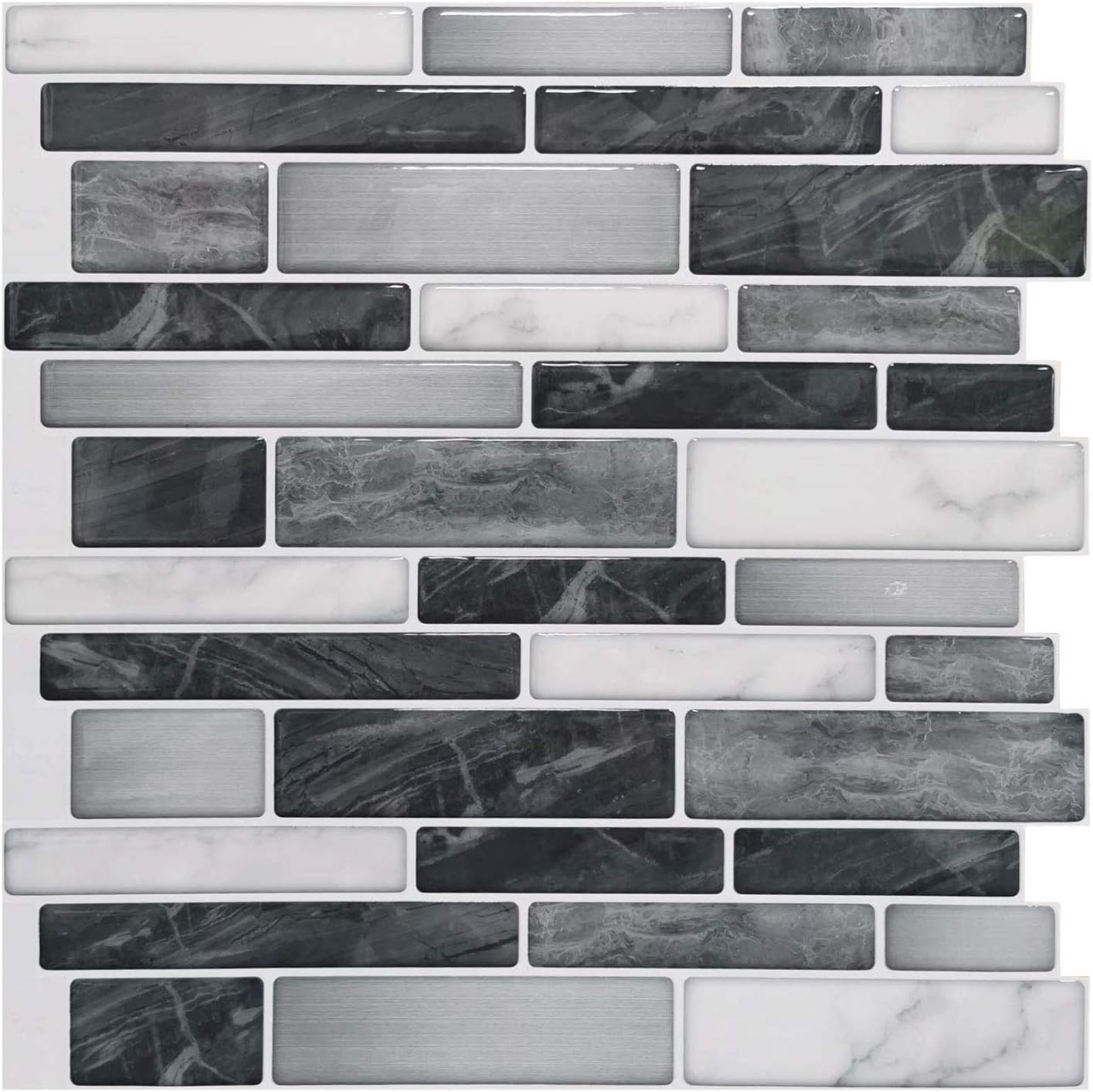 Art3d 10 Sheet Premium Anti Mold Peel And Stick Tile Backsplash For Kitchen 12 X12 Gray Marble Amazon Ca Home Kitchen