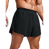 CRZ YOGA Mens Side Split Running Shorts 4'' - Quick Dry for Athletic Gym Workout with Zip Pocket and Brief Liner