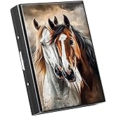 LYHXLYJH Credit Card Holder for Women Men,RFID Blocking Mini Slim Aluminum Metal Wallet ID Case Business Hard Card Case-Brown White Horses