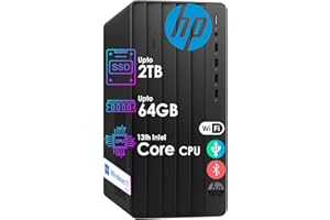 HP Desktop Tower Pro | 13th Intel Core Ultra-Fast CPU (Quad Cores, w/Turbo-Boost 4.5GHz) | 64GB RAM, 2TB Storage | Wi-Fi, Bluetooth | HDMI, USB, VGA, DVD-W, RJ-45| Keyboard & Mouse | Wins 11 Pro
