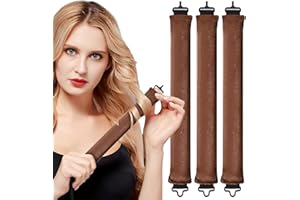 Heatless Hair Curler, 3 Pcs Overnight Blowout Rods, No Heat Foam Sponge Hair Rollers Curler for Short Long Hair Curls (Brown)