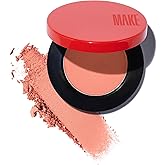 MAKE Beauty Skin Mimetic Microsuede Blush - Matte Powder Blush for Cheeks with Long Lasting Color - Non Comedogenic, Travel Size Makeup Single Palette. Shade - Amber Glow (Coral Nude)