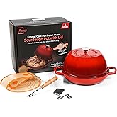 6 QT Enameled Cast Iron Dutch Oven - Sourdough for Bread Baking & Casseroles and more - 10 inch base, includes 5 Blade Bread Lame & Non-Stick Silicone Sling - Oven Safe to 500°F Bread Loaf Pan with Lid - Sourdough Bread Oven - Cast Iron Enamel Bread Loaf Pan