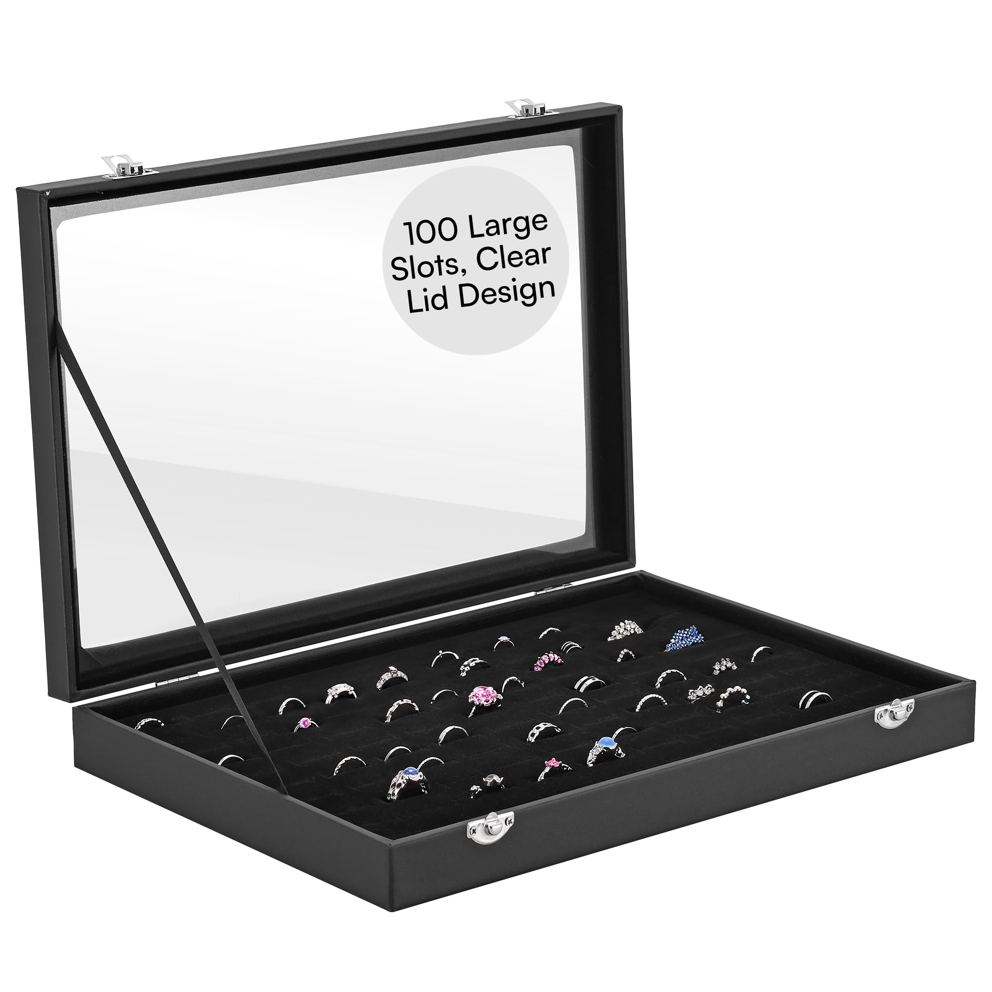 H&S Ring Box - Ring and Earring Storage Organiser - Bulk Ring Holder Jewellery Boxes & Organisers - Boxes for Jewelry Display Tray - Large Jewellery Box Organiser Storage Case