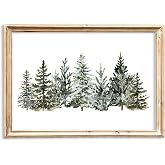 JarThenaAMCS Christmas Canvas Wall Art Prints Watercolor Snowy Pine Trees Art Poster Winter Forest Wall Decor for Gallery Living Room Bedroom (UNFRAMED 16 x 24in)