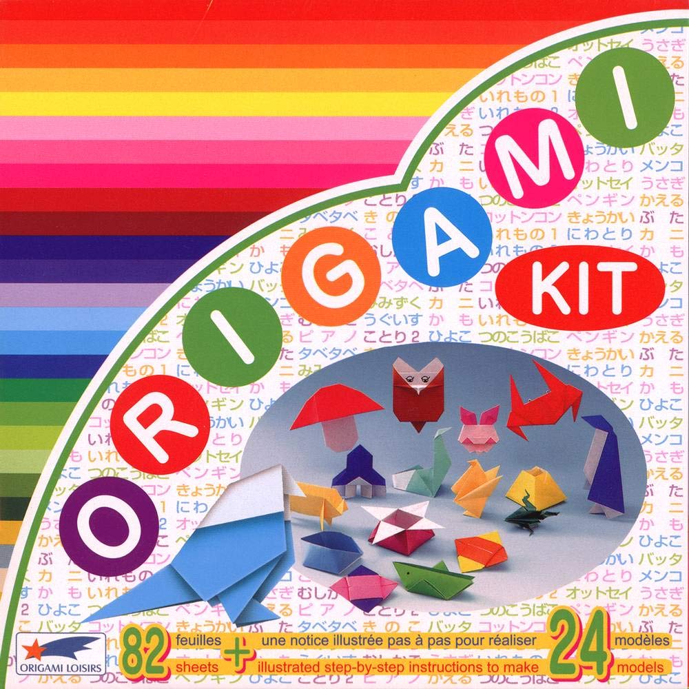Origami Paper - Origami Kit 24 models - Illustrated instructions + 82 sheets of origami paper - 15cm x 15cm