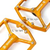 GEWAGE 3 Bearings Flat Pedals 9/16 CNC Aluminum Orange Road Mountain view 5