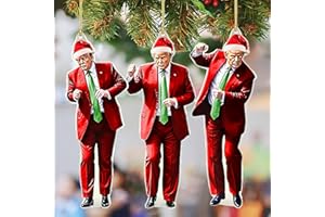 HUIBAO Donald Trump Christmas Ornament 2024 Set of 3 - Trump Ornaments for Christmas Tree, Trump Dancing Ornament, Trump Xmas Gifts for Supporter Trump Pendant Christmas Decorations (Red)
