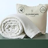 CLOUDSCAPE LINEN Luxury 100% Cotton Muslin Blanket King Size, 4 Layer Oversized 92x108 Fit Upto Calking Bed, Layering Winter Blankets for Bed, Soft Cotton Gauze Quilt, All Season White Bedding