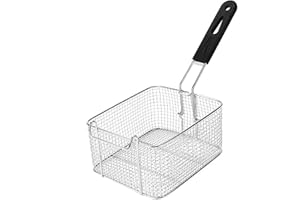 Deep Frying Basket with Long Handle - Metal Mesh Fryer Strainer for Even Heating and Easy Food Removal - Perfect for Commerci