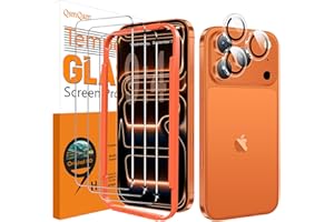 QsmQam 3 Pack Screen Protector for iPhone 17 Pro Max 6.9 Inch + 1 Pack Individual Camera Lens Protector, Ultra HD Tempered Glass, Military Grade Shatterproof, Case Friendly [with Installation Frame]