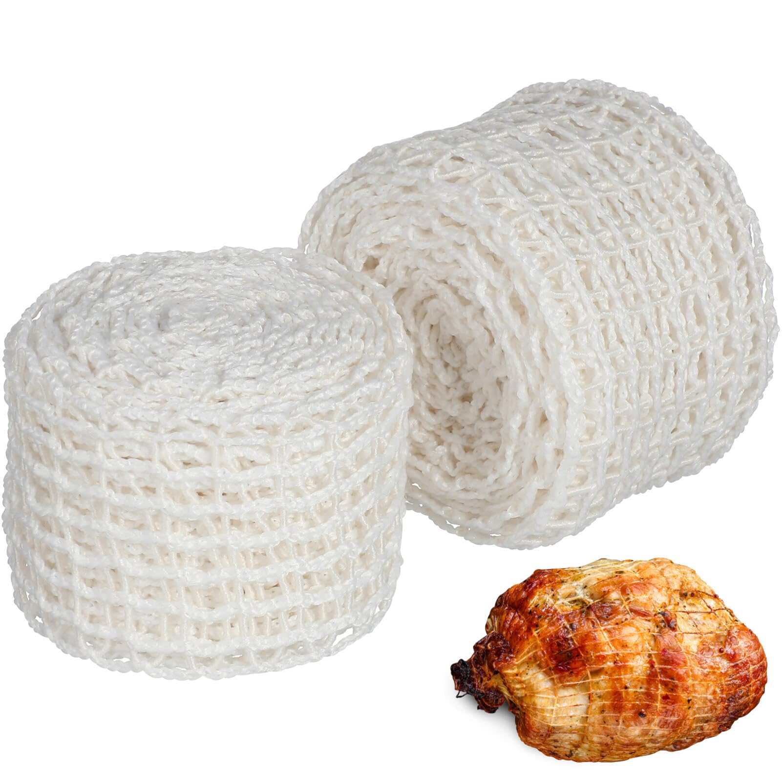 Lurrose 2Pcs Cotton Roasting Net Ham Socks Elastic Netting Meat Butcher Twine Net Meat Netting Roll Meat Meat Butcher Twine Net Meat Netting Roll Meat White