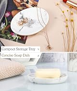 Luxspire Marble Soap Dish - Oval Holder for Bathroom Vanity & Shower view 3