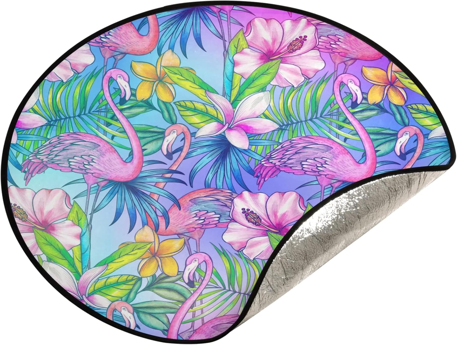 Tree Trays & Mats - xigua Christmas Tree Stand Mat Flamingo Palm Flowers Round Tree Mat for Xmas Decor Festive Holiday Decoration, 28.3 Inch in Diameter