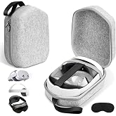 sarlar VR Hard Carrying Case for Meta Quest 3S/3/2, Steam Frame, Vision Pro | Odor-Free Felt Shell for Quest and Original Strap, with Secure Straps and Lens Protector Cover