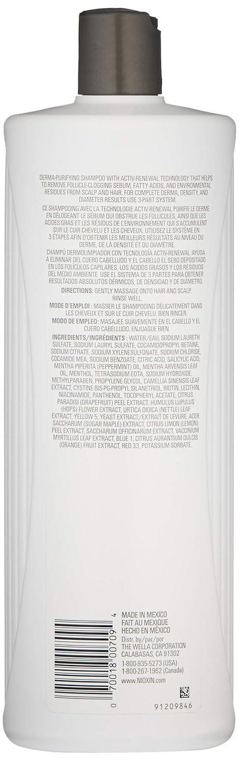 Nioxin System 2 Cleanser Shampoo for Natural Hair with Progressed Thinning, 33.8 oz: Premium Beauty