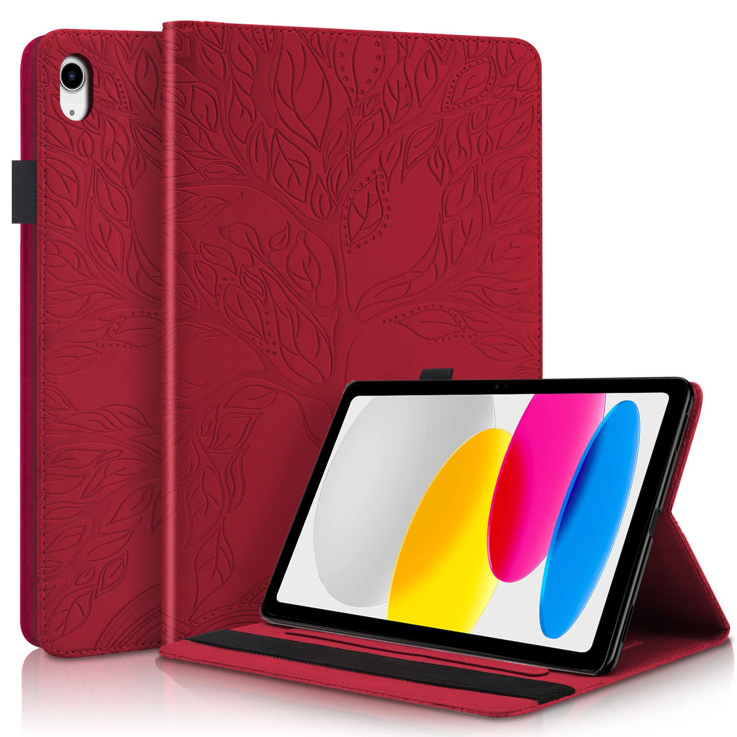 Succtopy Case for iPad 11th Generation (A16) 11 Inch 2025, iPad 10th Generation 10.9 Inch 2022 Folio Flip PU Leather Cover with Pen Holder Protective Tablet Case with Stand Function Red