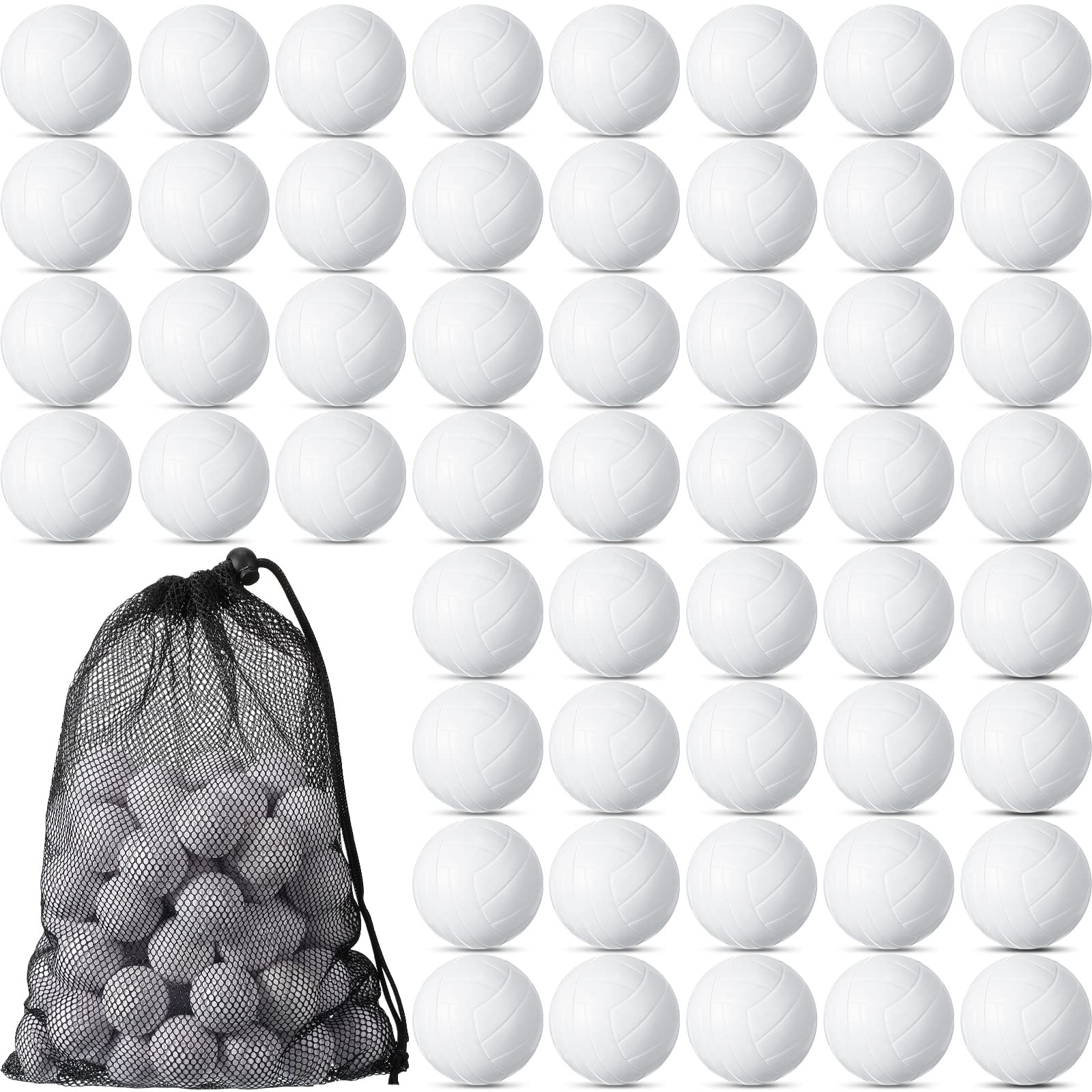 Photo 1 of 72 Pcs Mini White Volleyball Stress Balls Foam Sports Mini Volleyball Party Favors 1.2 Inch Foam Tiny Balls with Black Drawstring Mesh Bag for Party Supplies Stress Relief