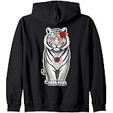 Sugar Skull Tiger Halloween Graphic Zip Hoodie
