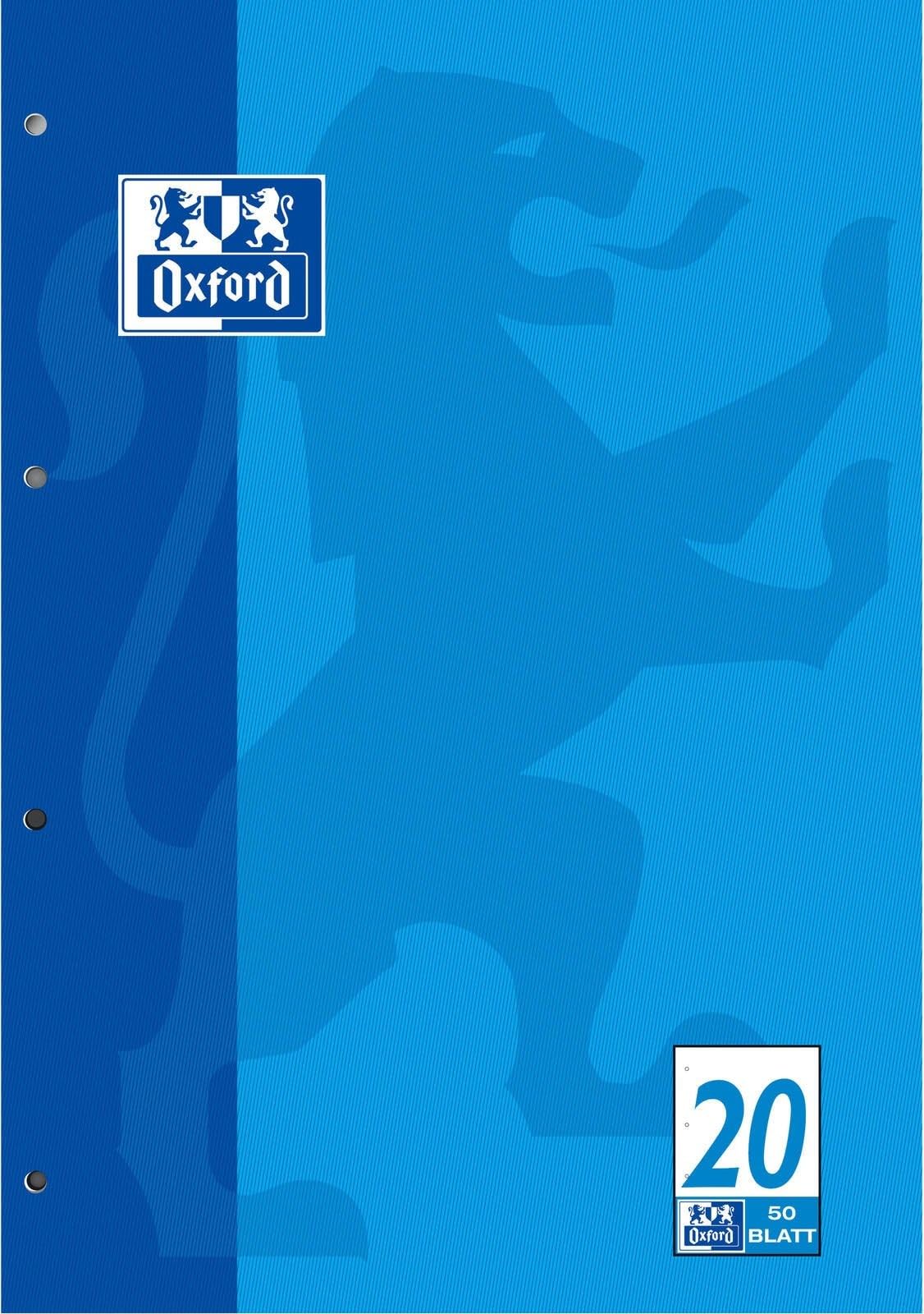 Oxford 100050354 School Notepad Lines 20 – A4, 50 Sheets/90 g/m², 4 Holes